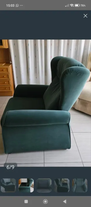 Sillón relax verde tela