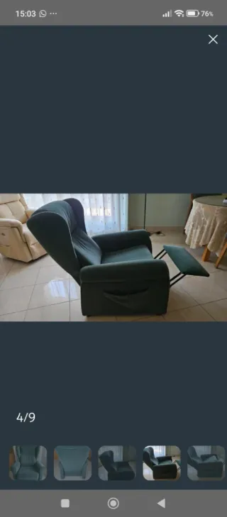 Sillón relax verde tela