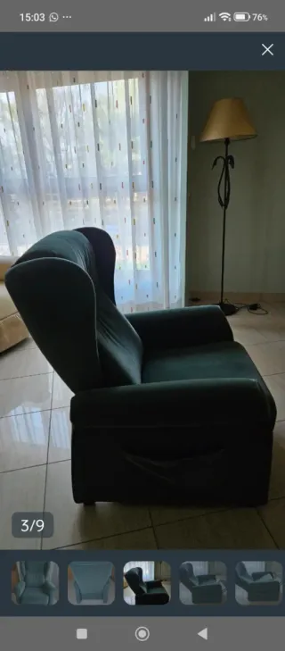 Sillón relax verde tela