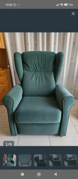 Sillón relax verde tela