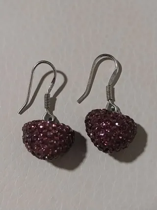 Pendientes Corazón Plata Morado