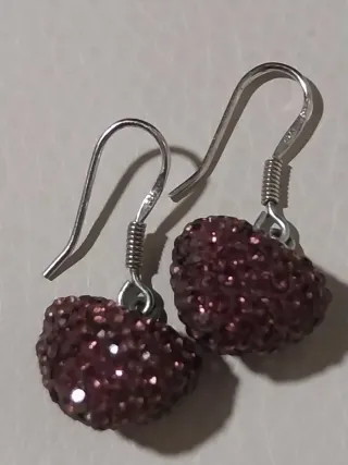 Pendientes Corazón Plata Morado