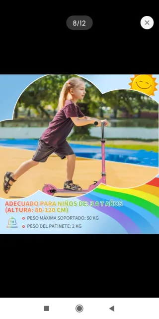 Patinete infantil rosa plegable con luces y música