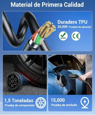 Cargador Coche Eléctrico 3.7kW 7m