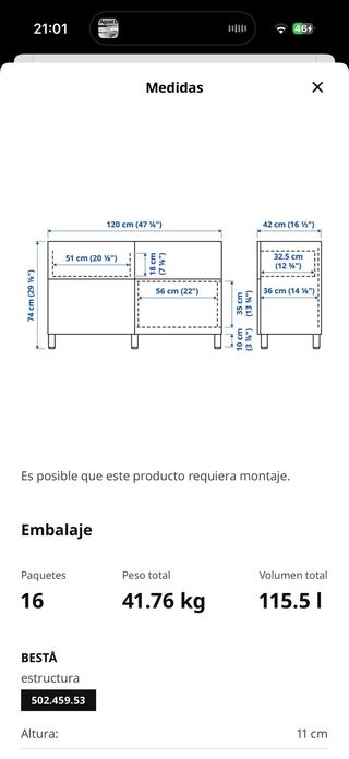 Mueble BESTA ikea marron con cristal