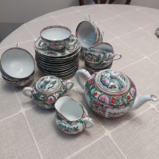 Juego de Té Vintage Macau Famille Rose (27 piezas)