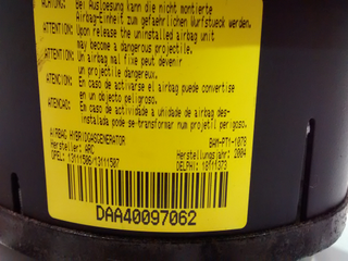 13111506 AIRBAG VOLANTE OPEL CORSA C 1999-2000-2001-2002-2003-2004-2005-2006