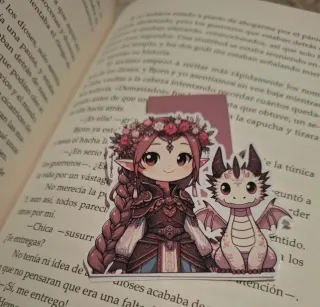 Marcapáginas elfa y dragón