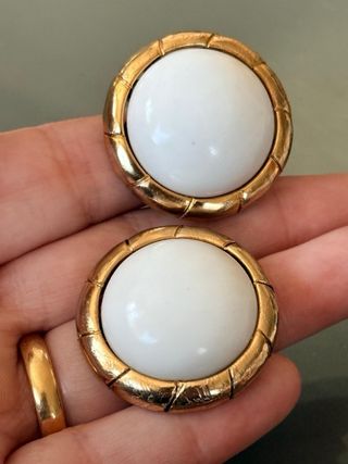 Orecchini clip vintage dorati bianchi