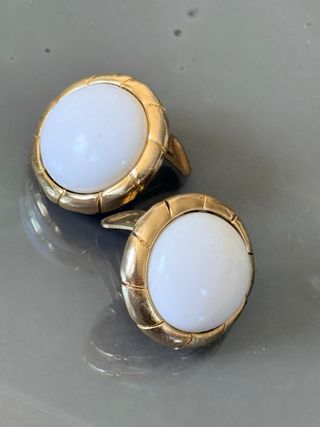 Orecchini clip vintage dorati bianchi