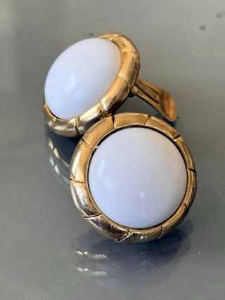 Orecchini clip vintage dorati bianchi