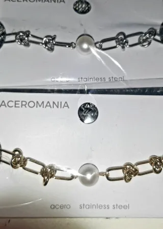 Pulsera ACEROMANIA eslabones y perla