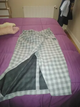 Falda Zara Cuadros Gris Talla S