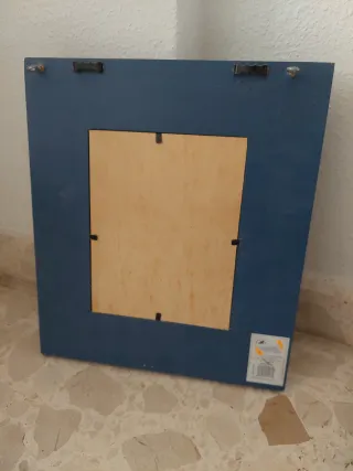 Espejo Madera Delfines Azul Dorado