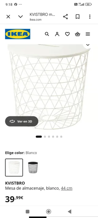 Mesita Auxiliar Ikea Kvistbro Blanca