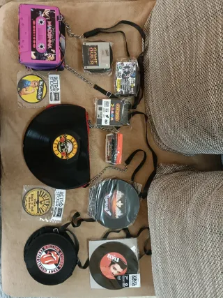Bolsos Retro Vinilo, Monedero Cassette, Disco Duro