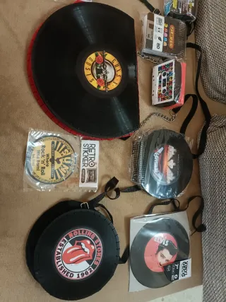 Bolsos Retro Vinilo, Monedero Cassette, Disco Duro