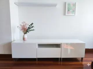 Mueble TV Ikea Bestå Alto Brillo Blanco