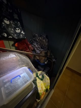 Caseta de jardín metálica gris y verde