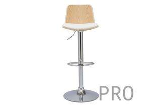 Sgabello da bar regolabile in legno chiaro, poliuretano, colore Grigio Scuro