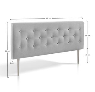 Cabecero de cama gris de tela