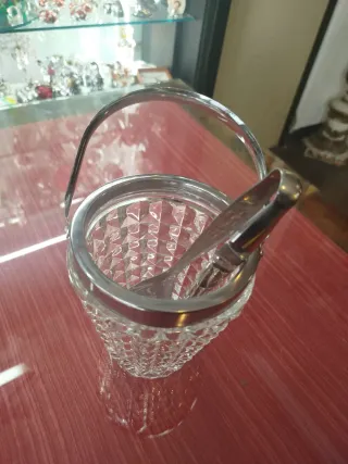 Portaghiaccio in cristallo con pinze