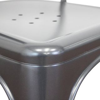 Sedia Metallo Industrial Impilabile Grigio Scuro