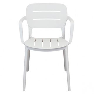 Sedia in Resina Impilabile con Braccioli Bianca