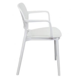 Sedia in Resina Impilabile con Braccioli Bianca