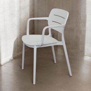 Sedia in Resina Impilabile con Braccioli Bianca