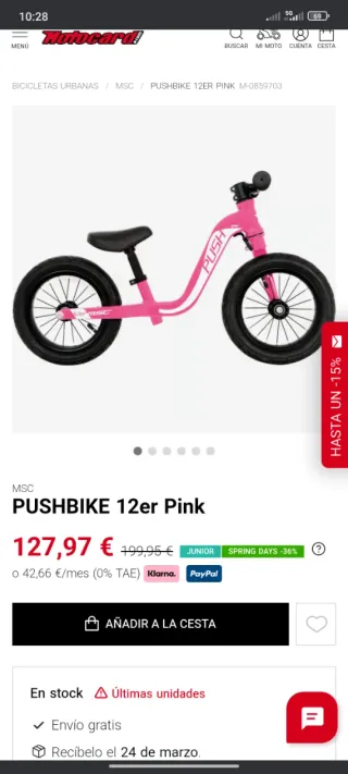 Bici sin pedales Puky roja