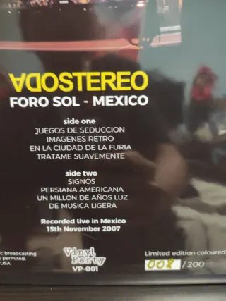 Soda Stereo - Foro Sol Mexico Vinilo Amarillo