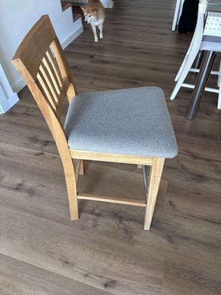 Taburete de cocina madera color roble y tela