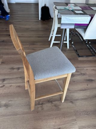 Taburete de cocina madera color roble y tela