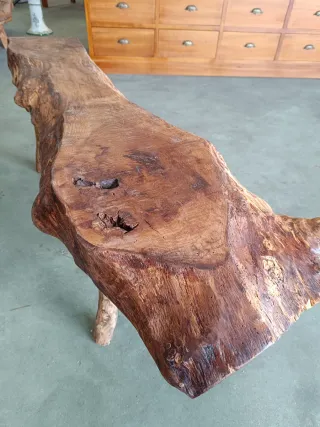 Banco rústico gallego de madera