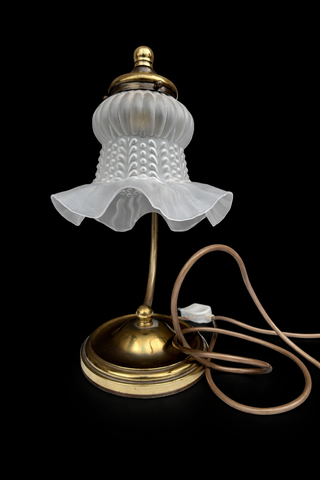 Coppia Lampade Tavolo Ottone e Vetro