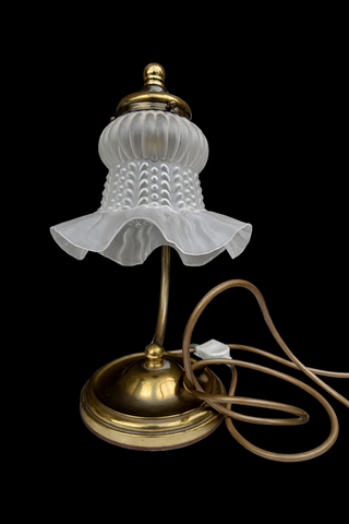 Coppia Lampade Tavolo Ottone e Vetro