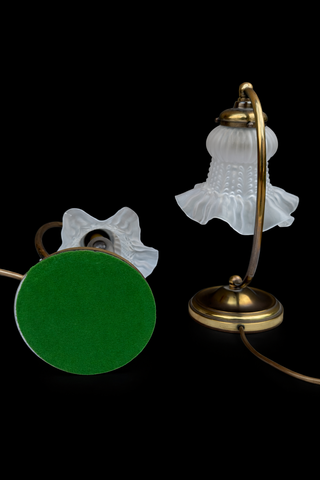 Coppia Lampade Tavolo Ottone e Vetro