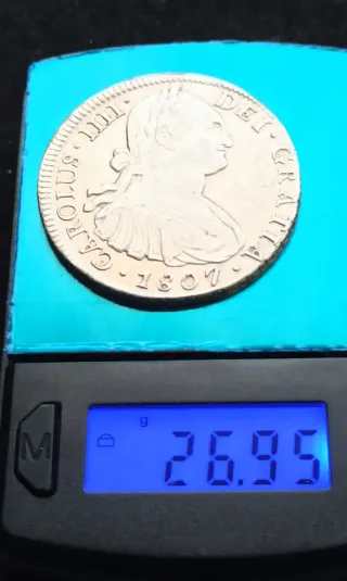 Moneda Plata 8 reales Carlos IIII 1807
