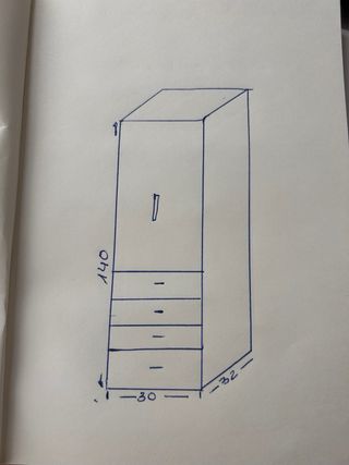 Mueble de baño alto con 4 cajones.