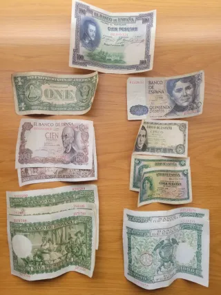 Lote Billetes Antiguos Pesetas y Dólar
