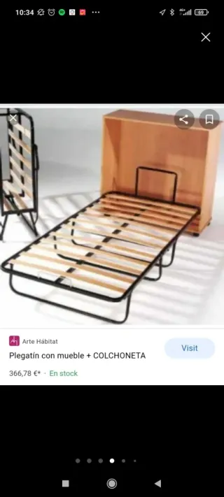 Cama Plegatín Metálica y Madera