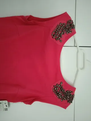 Vestido Coral Zara Talla M con Pedrería