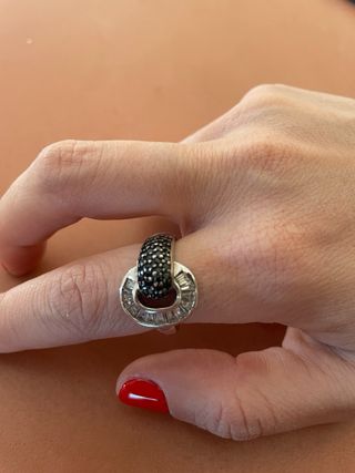 Anillo Plata con Circonitas Negras y Blancas