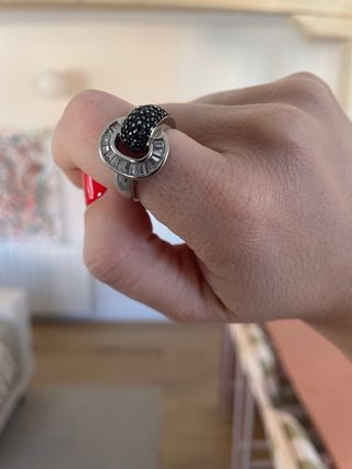 Anillo Plata con Circonitas Negras y Blancas