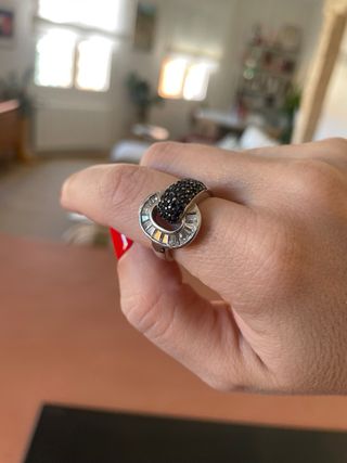 Anillo Plata con Circonitas Negras y Blancas