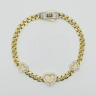 Pulsera Corazones Dorados