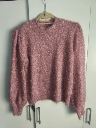 Jersey rosa con hilos plateados brillante