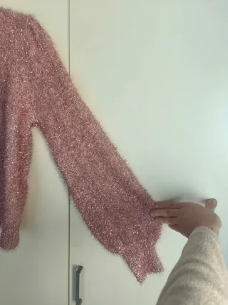 Jersey rosa con hilos plateados brillante