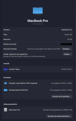 MacBook Pro M5 24GB 1TB Negro - Garantía